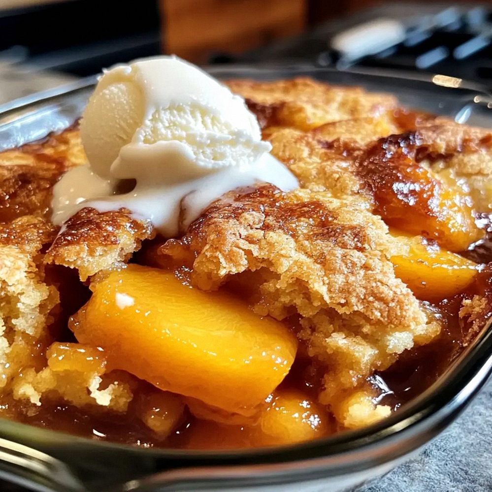Braune Butter Pfirsich Streuselkuchen für den Sommer