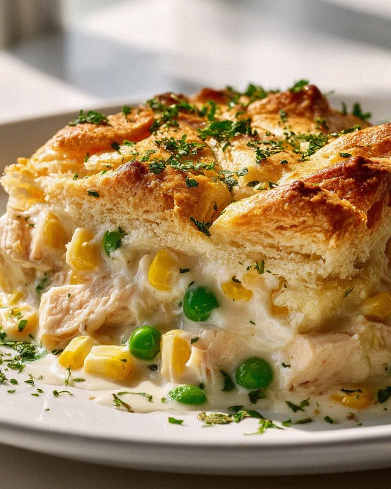 Cremiger Hähnchen Alfredo Auflauf mit buttriger Kruste