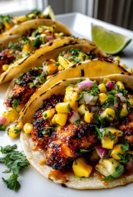 Crispy Maple Chili Chicken Tacos mit Mango-Mais-Salsa Rezept
