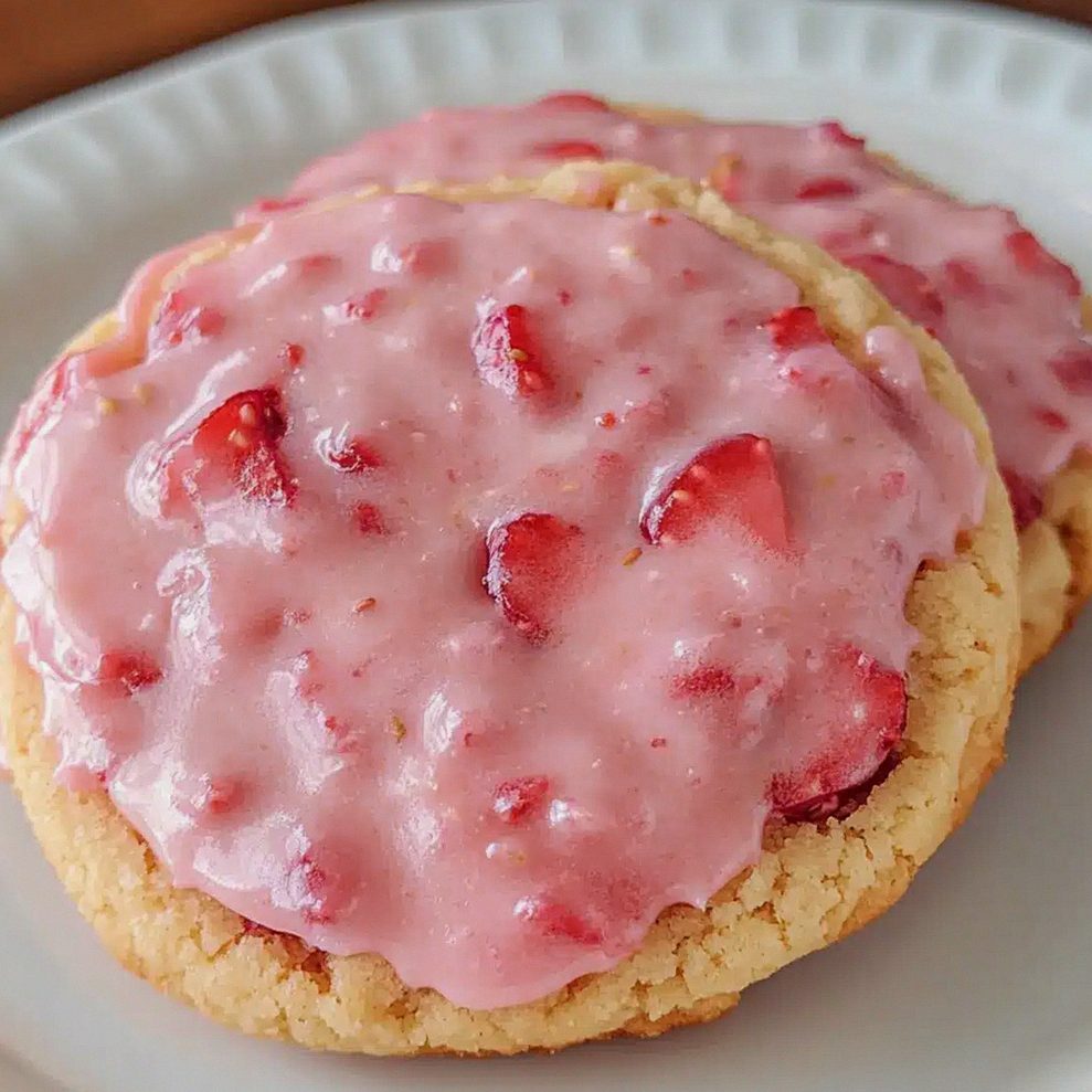 Erdbeerplätzchen mit traumhaftem Glanz