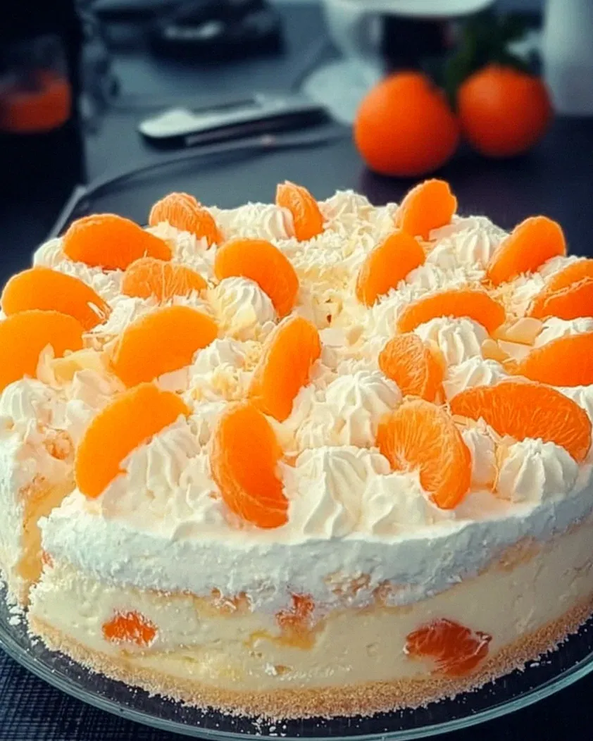 Fantakuchen mit Mandarinen und Paradiescreme