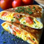 Frühstückswrap mit Ei, Käse und Tomaten