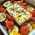 Gebackener Feta auf mediterranem Gemüse (Low Carb)