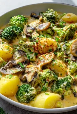 Herzhafte Brokkoli-Kartoffel-Pfanne mit Pilzen