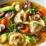 Herzhafte Rindfleisch-Dumpling Suppe mit frischem Gemüse