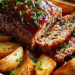 Herzhafter Hackbraten mit Ofenkartoffeln