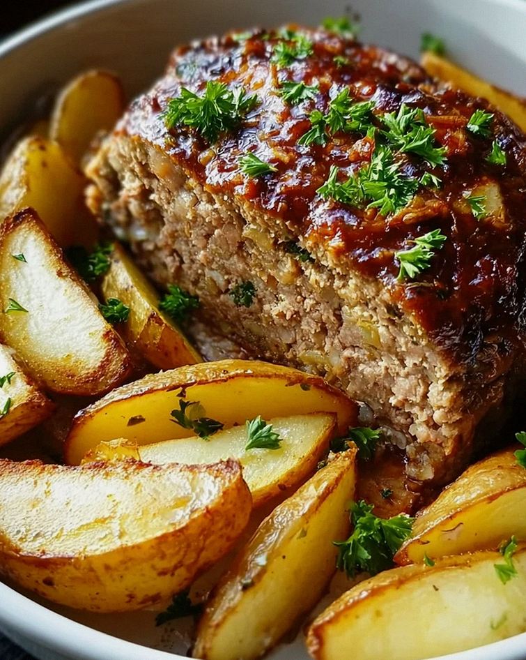 Herzhafter Hackbraten mit Ofenkartoffeln – Schritt 2