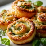 Knusprige Mini Blätterteig Schnecken mit Pesto & Käse