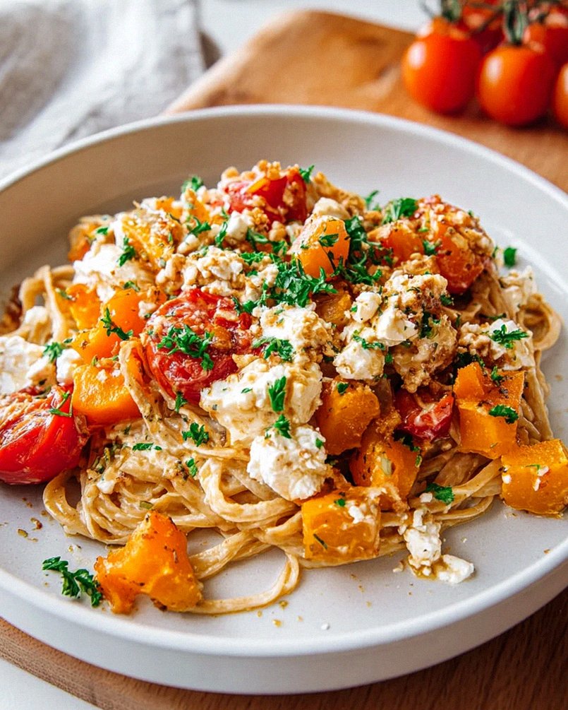 Kürbis-Feta Pasta