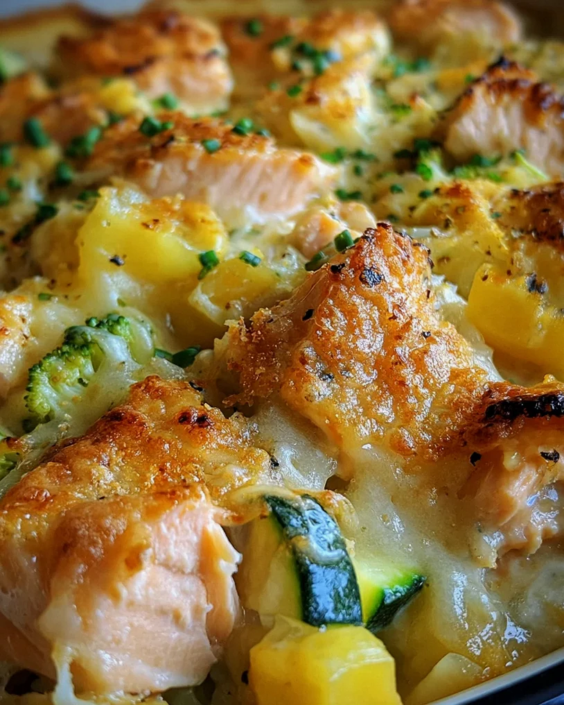 Lachsauflauf mit Gemüse