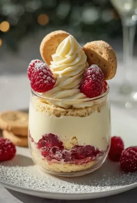 Leckere Vanillekipferl Dessert mit Himbeeren ohne Alkohol