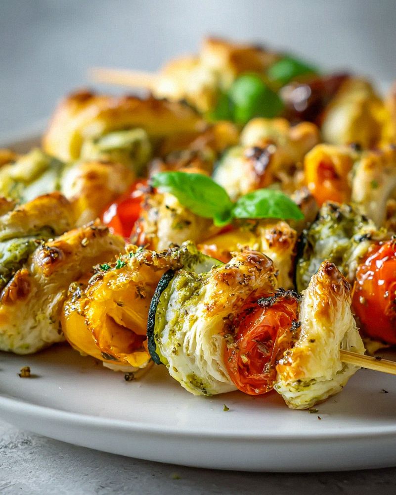 Mini Blätterteigspieße mit Pesto-Gemüse-Füllung genießen! – Schritt 2