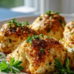 Ofen-gebackene Hähnchenkissen mit knusprigem Parmesan-Topping