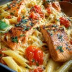 Ofen-Lachs-Pasta mit Tomaten