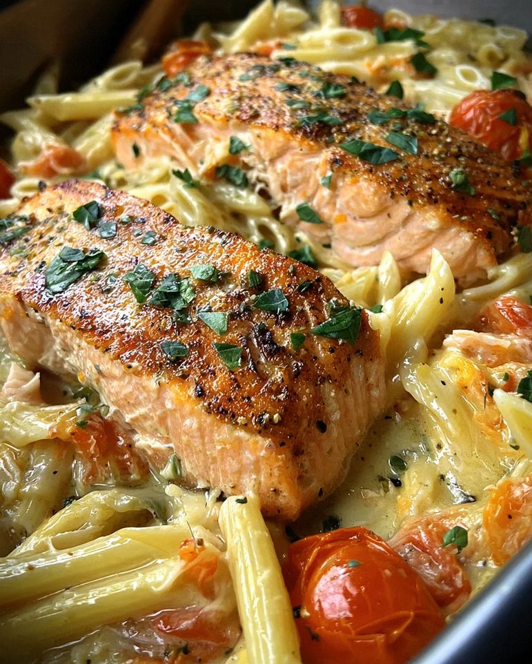 Ofen-Lachs-Pasta mit Tomaten – Schritt 2