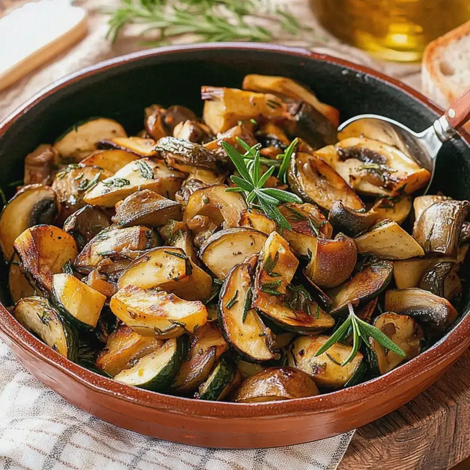 Pilz Zucchini Pfanne würzig schnell und einfach zubereiten
