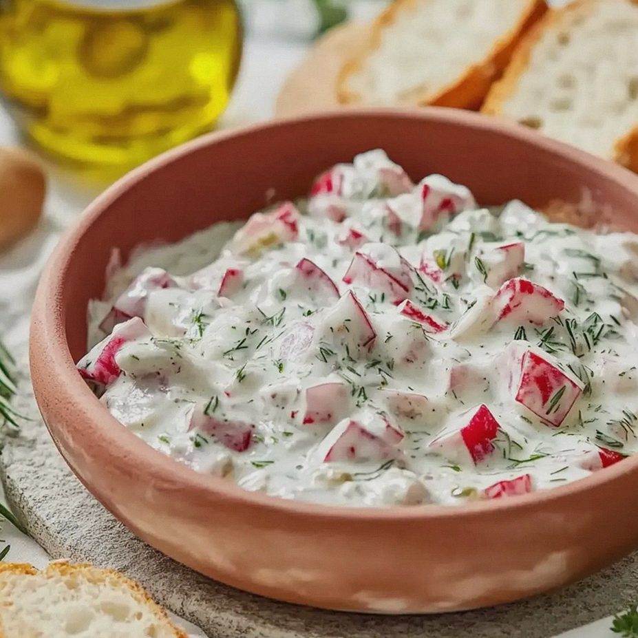 Radieschen Dip mit Frischkäse und Frühlingszwiebeln