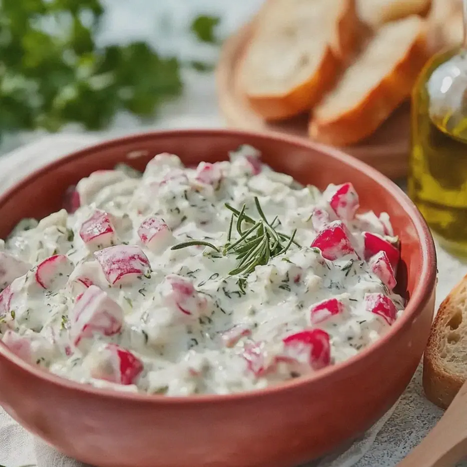 Radieschen Dip mit Frischkäse und Frühlingszwiebeln – Schritt 1