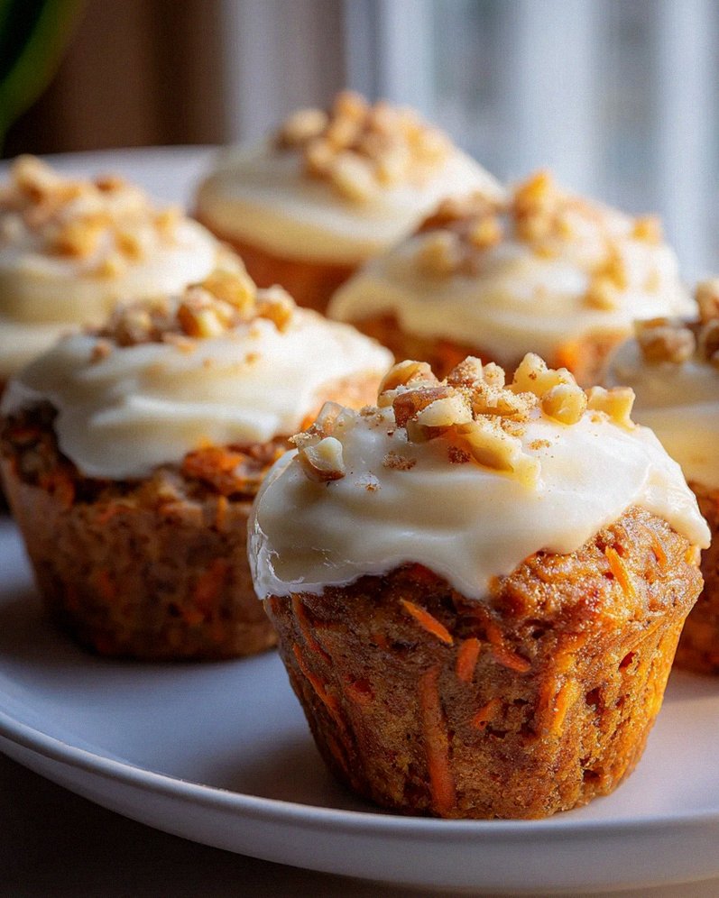 Saftige Karottenkuchen Muffins: Frischkäse Topping Traum