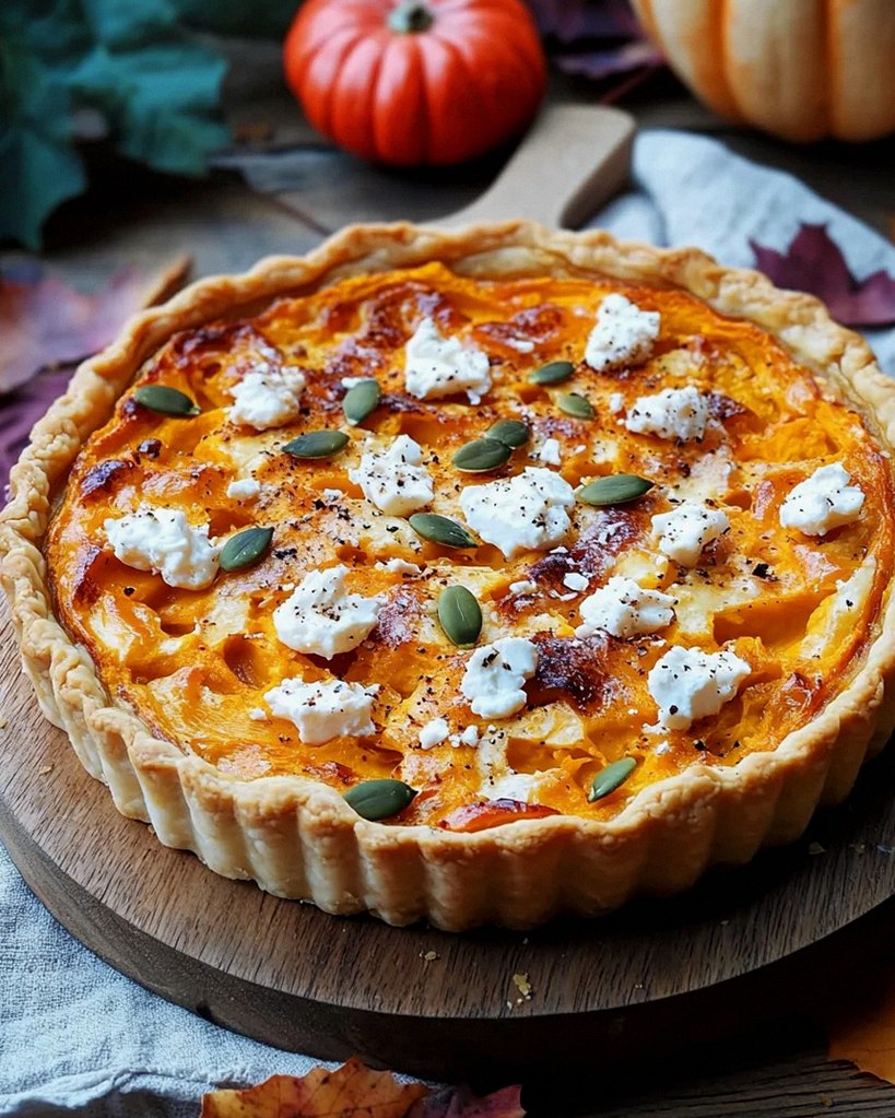 Saftige Kürbis-Quiche mit Feta
