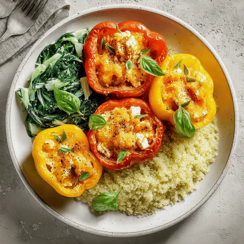 Vegetarische Gefüllte Paprika mit Quinoa und Feta