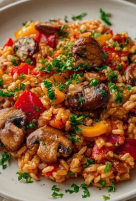 Vegetarisches Serbisches Reisfleisch mit Pilzen & Paprika