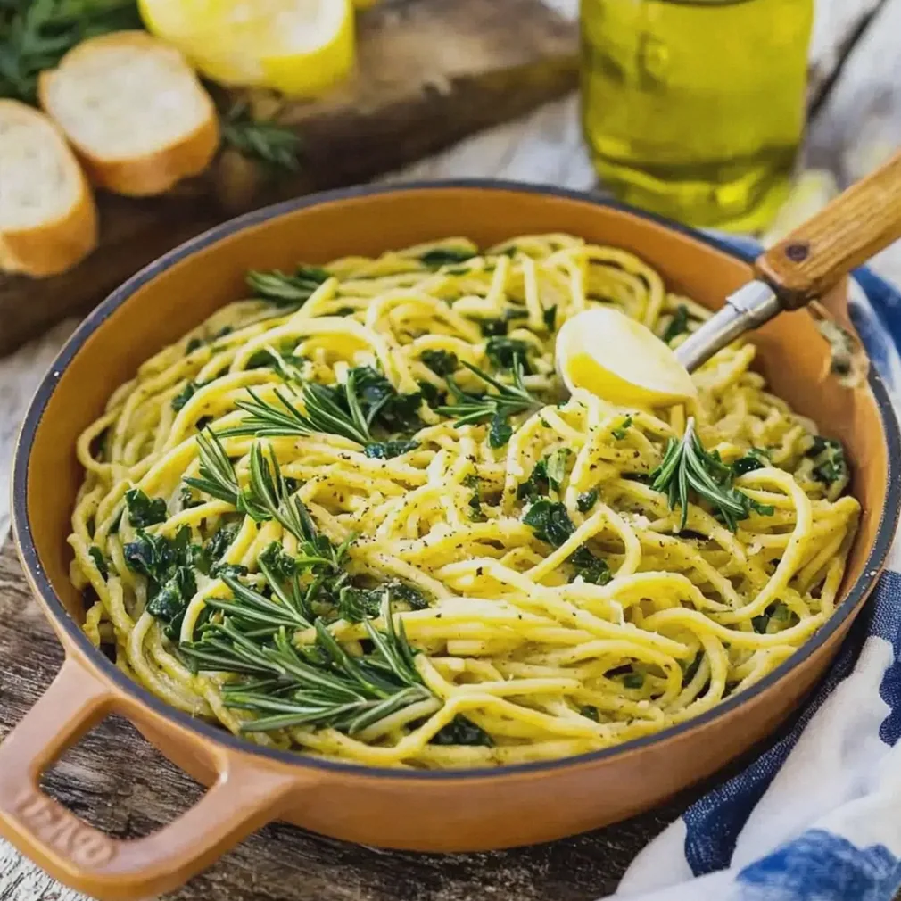 Zitronenspaghetti mit Spinat schnell zubereiten